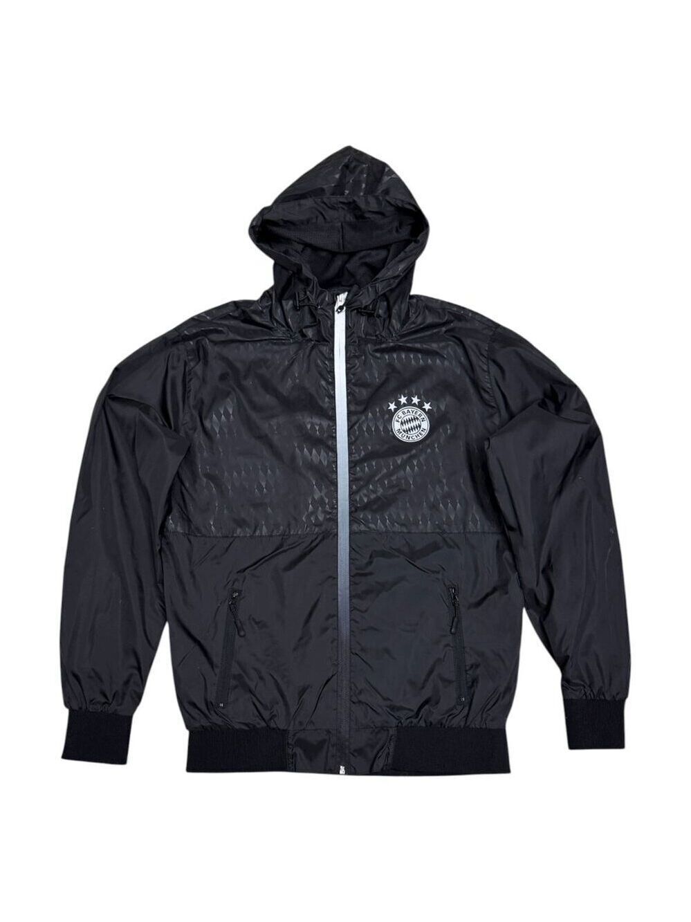 BAYERN MUNICH FC Soccer Football Black Windbreaker Light Jacket Mens Small